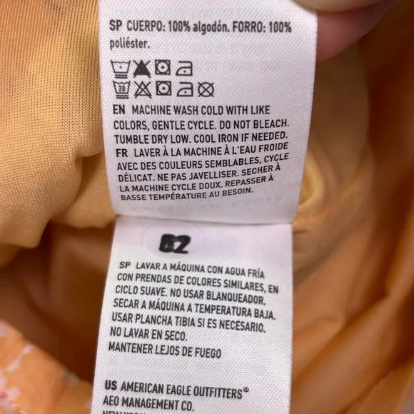 NWT American Eagle Women Shorts S Orange Floral Patchwork Smocked Waist 7195-800 - Picture 6 of 11